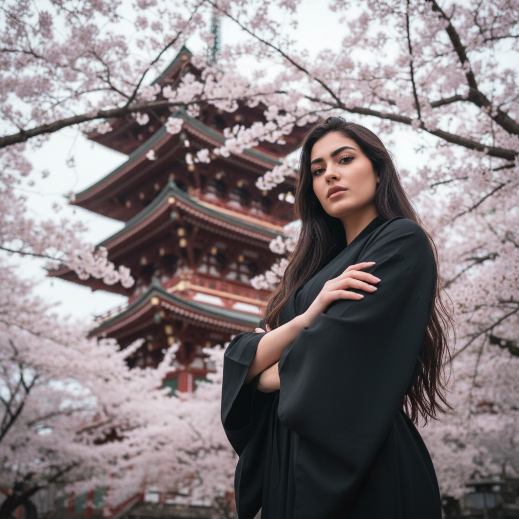 A captivating photo captures a young woman of Middle Eastern desc prompt