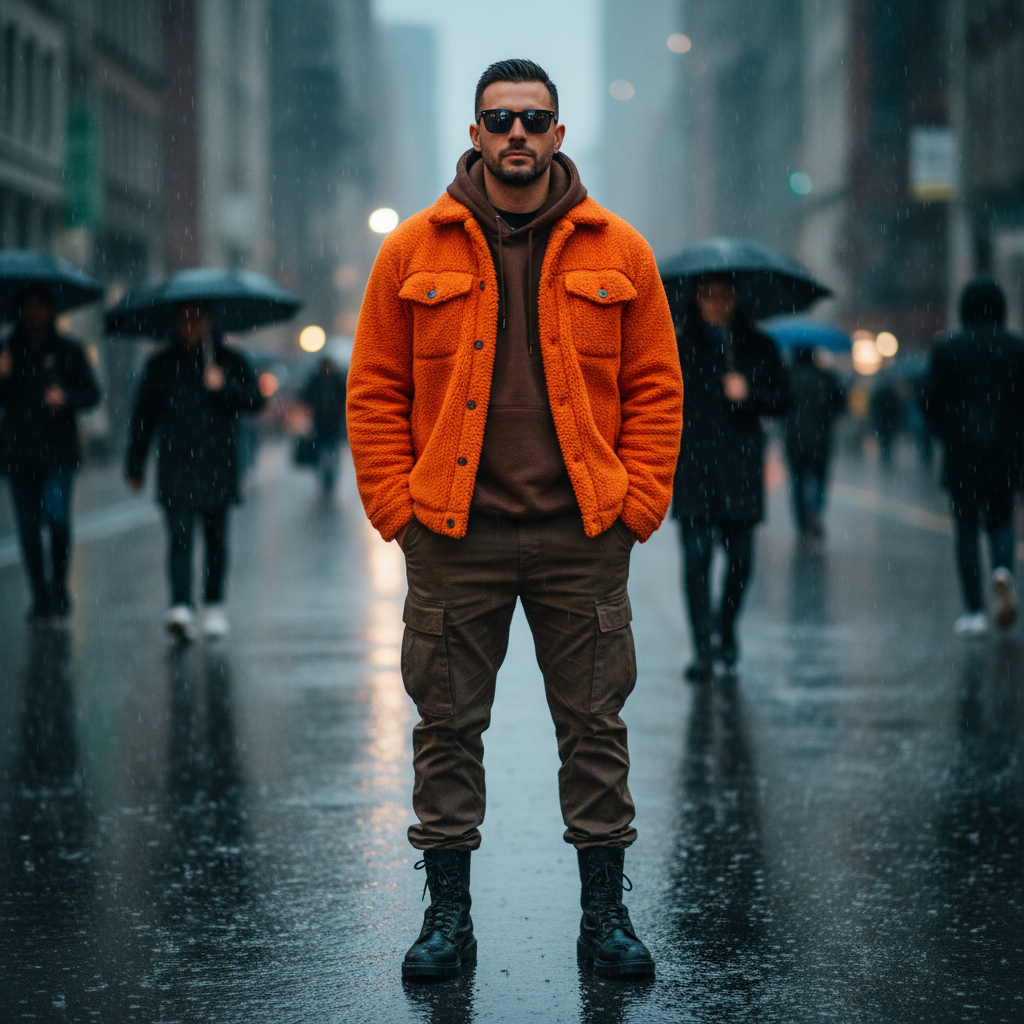 A stylish man standing in a street prompt