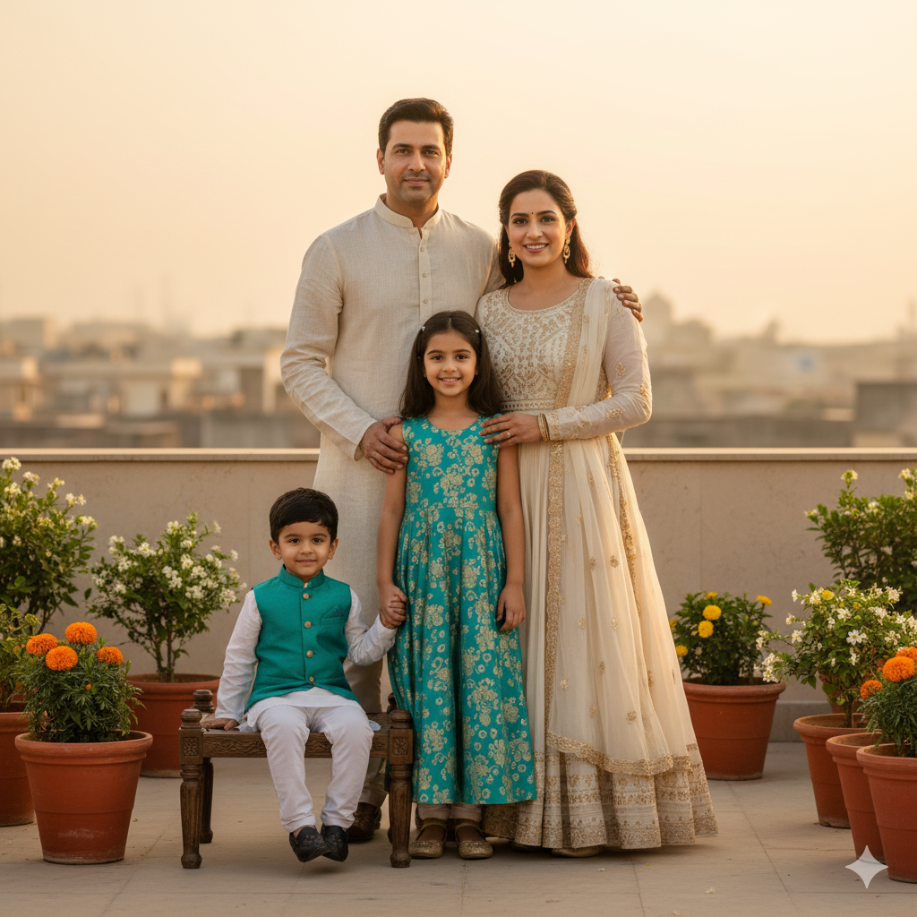 family members standing for a group photo