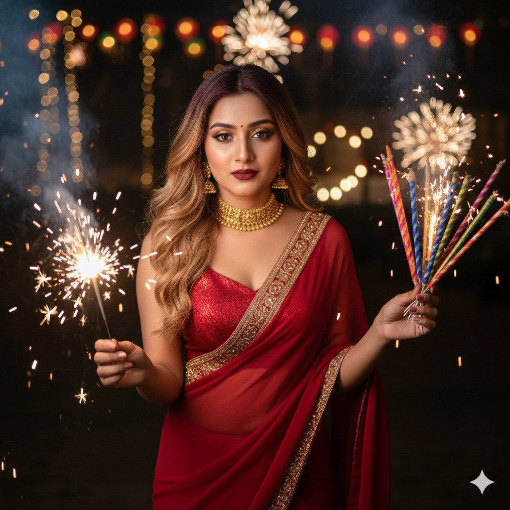 Diwali Sparkler Night Portrait