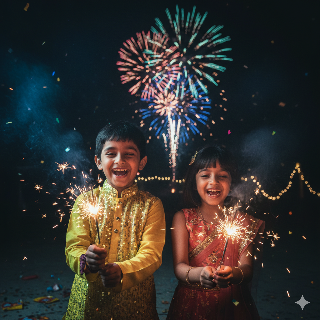 Children, Sparklers, Joy
