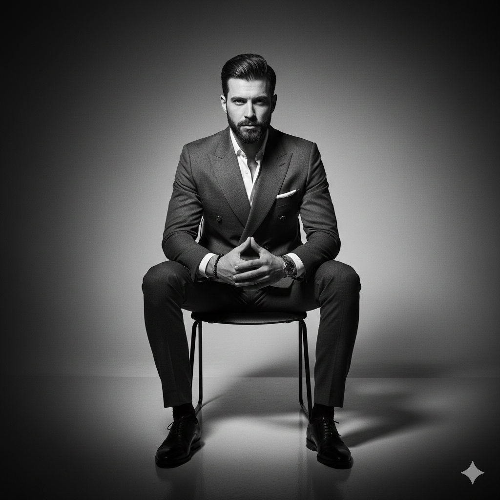 black and white editorial photoshoot prompt