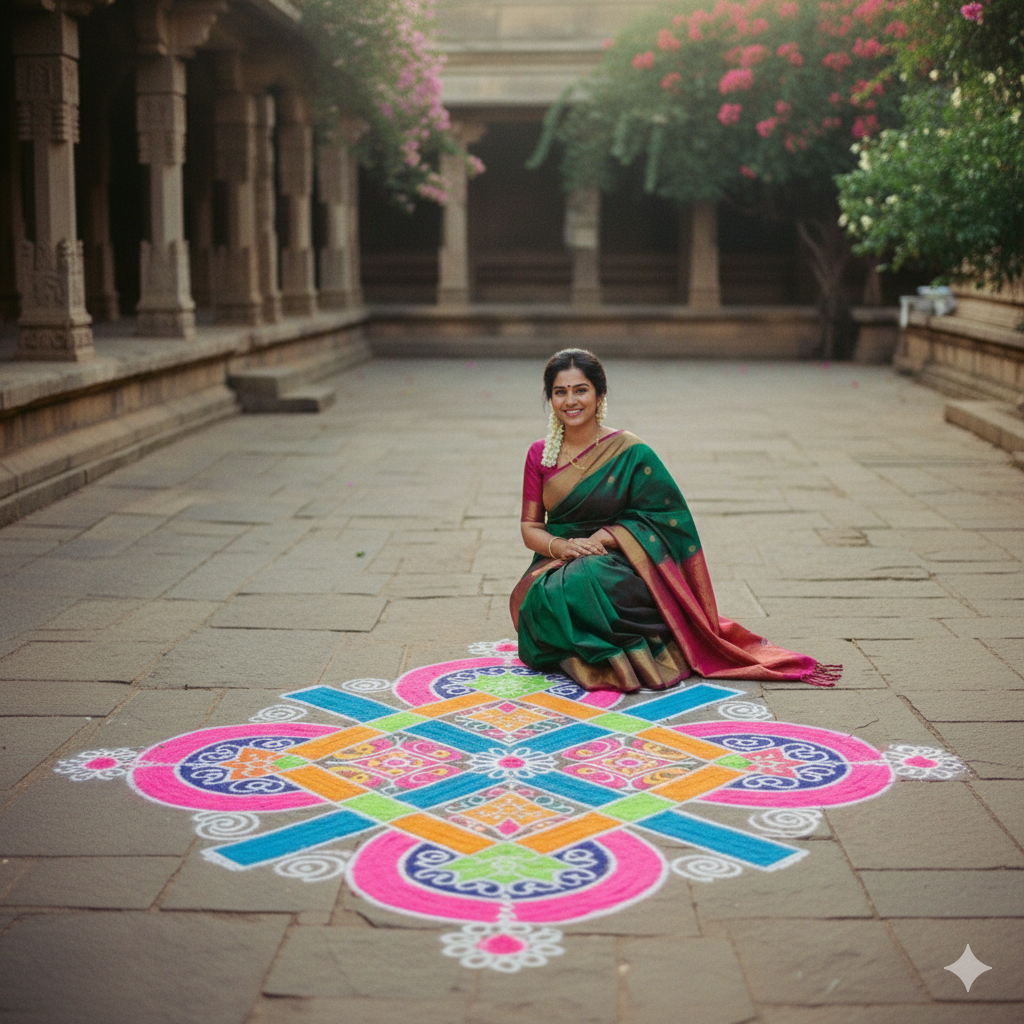 Woman Rangoli photo prompt