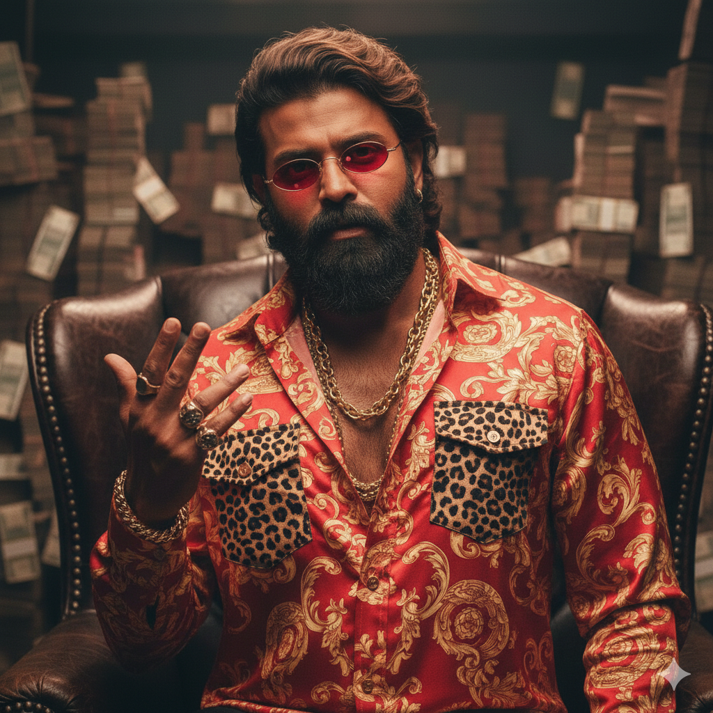 Pushpa Allu arjun movie look prompt