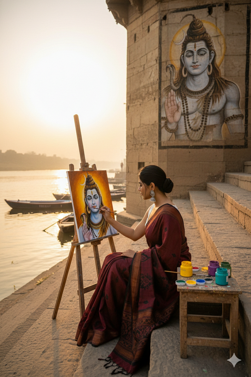 Artistic Sunrise at Banaras prompt