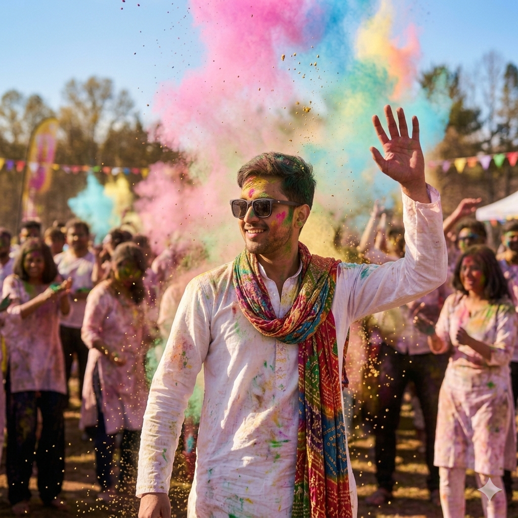 Holi party traditional man prompt