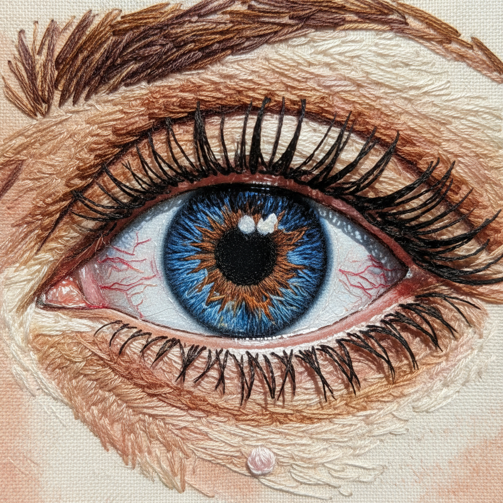 Embroidered Eye Close-Up: Detailed Textile Art Prompt