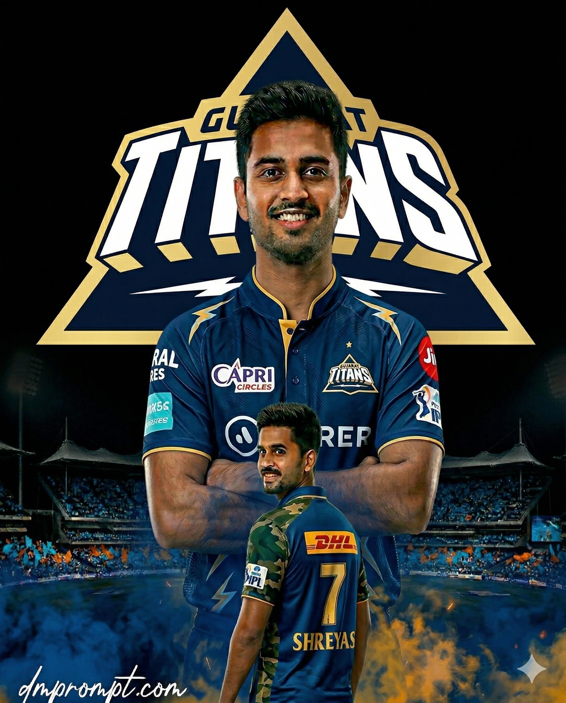 Gujarat Titans GI IPL Style AI Poster Prompt