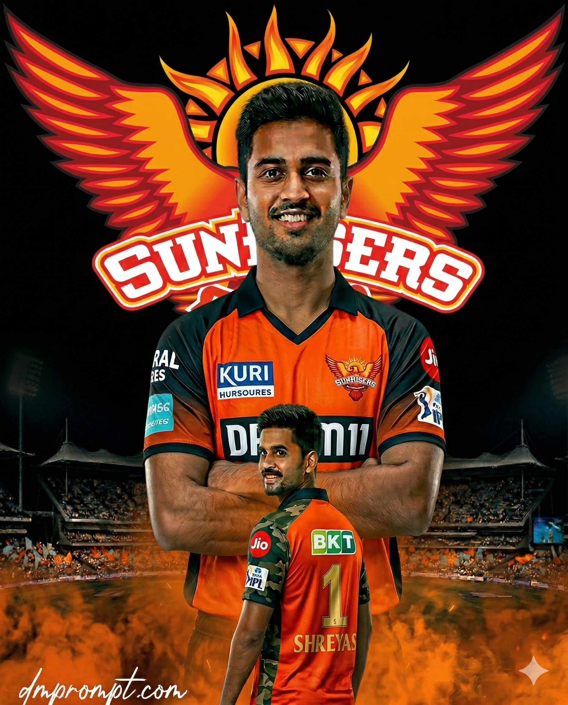 Sun Risers Hyderabad SRH IPL Style AI Poster Prompt