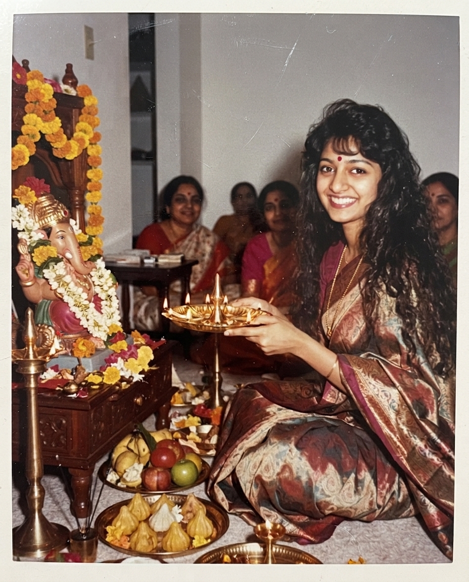80s trend Ganesh aarti prompt