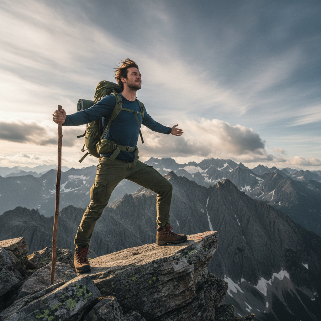 An adventurous mountain scene