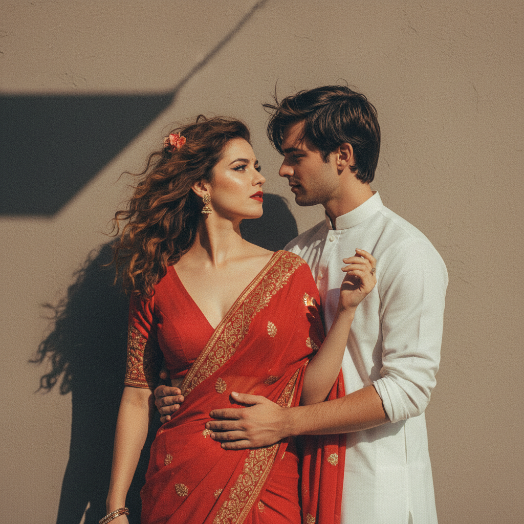 Bollywood Romance 80s - Classic Red Saree