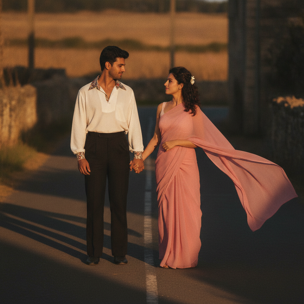 Bollywood Romance 80s - Pink Chiffon Saree