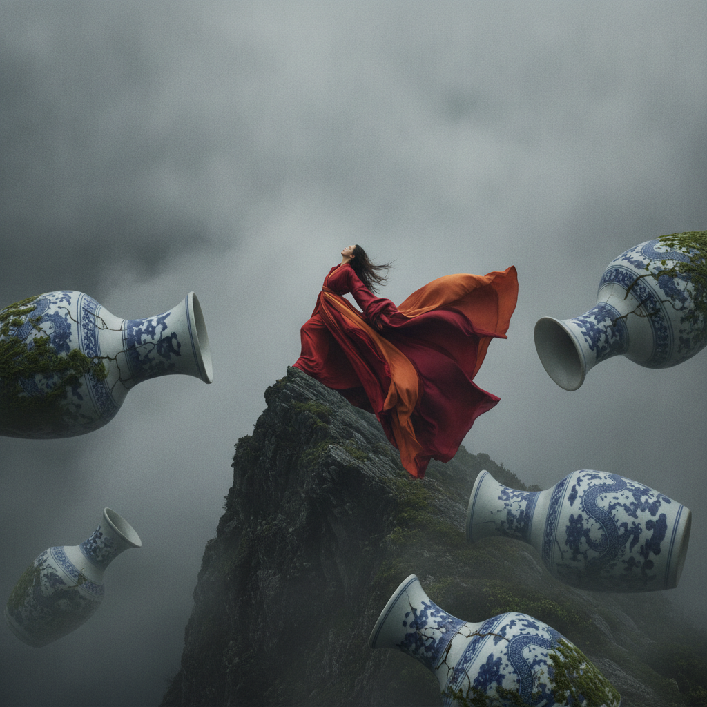 High-Fashion Mountain Peak: Vogue China Aesthetic Prompt