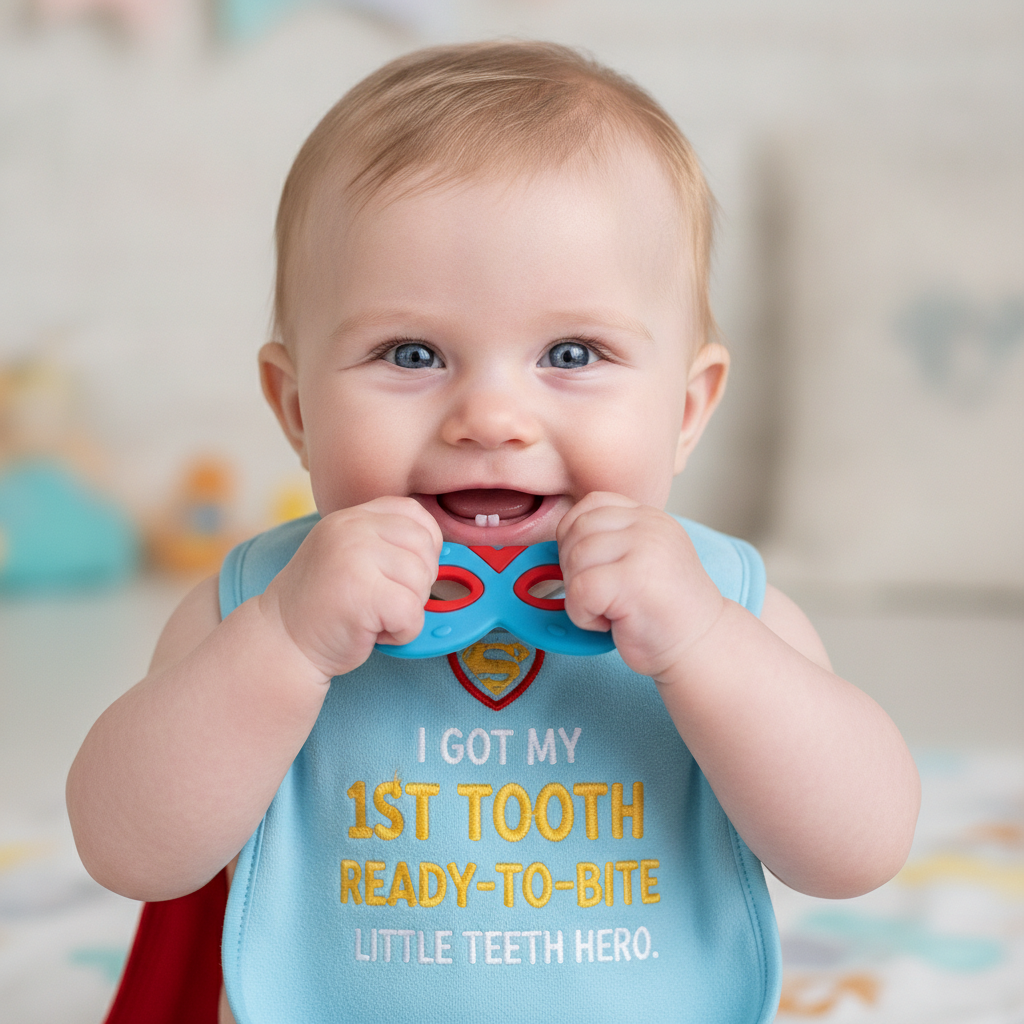 Adorable Baby Celebrates First Tooth Milestone Prompt