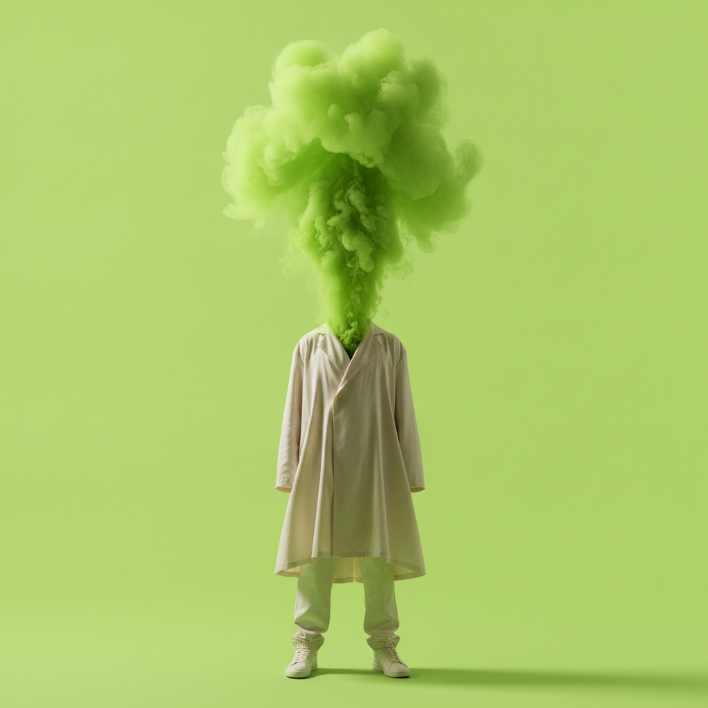 Mysterious Figure With Green Smoke Head Prompt