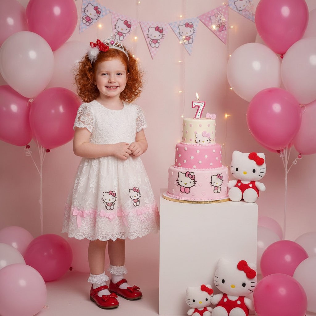 Happy Girl's 7th Hello Kitty Birthday Party Prompt