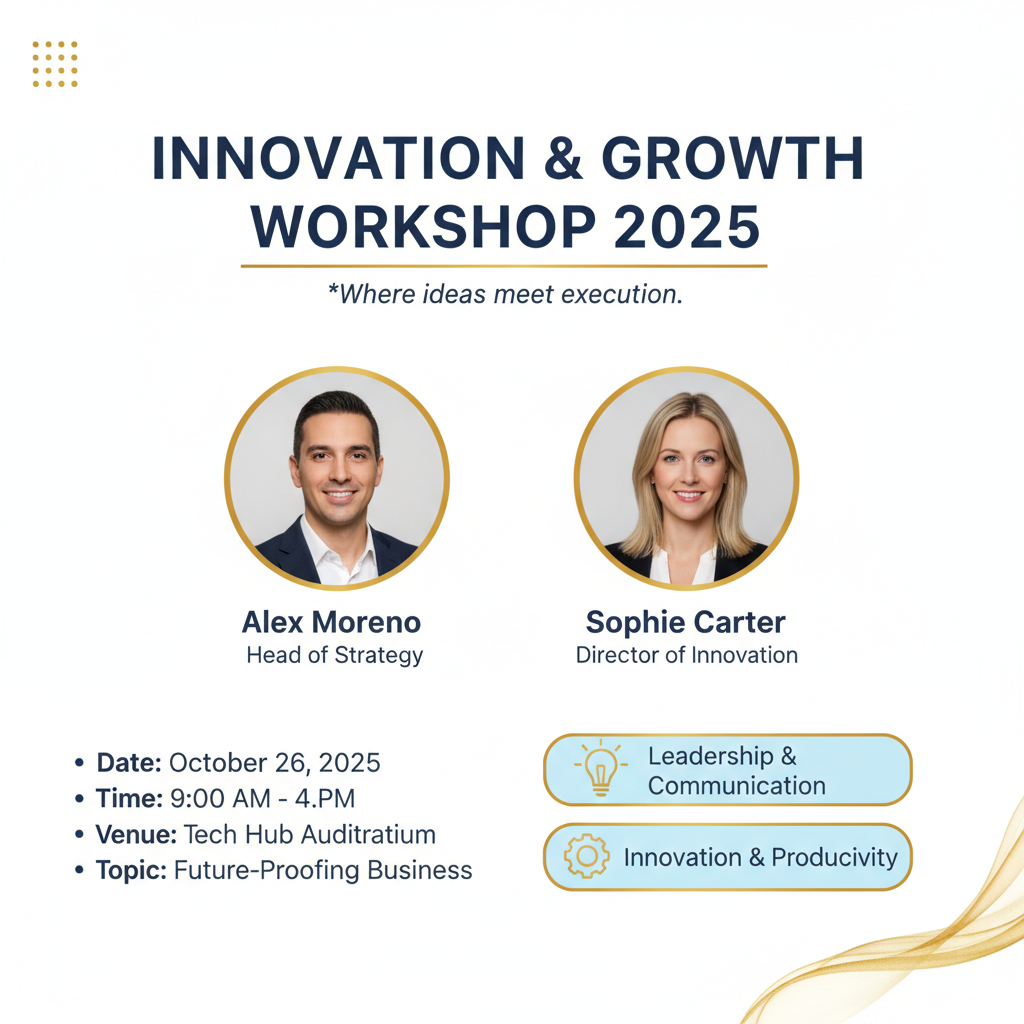 Innovation Growth Workshop 2025 Event Flyer Prompt